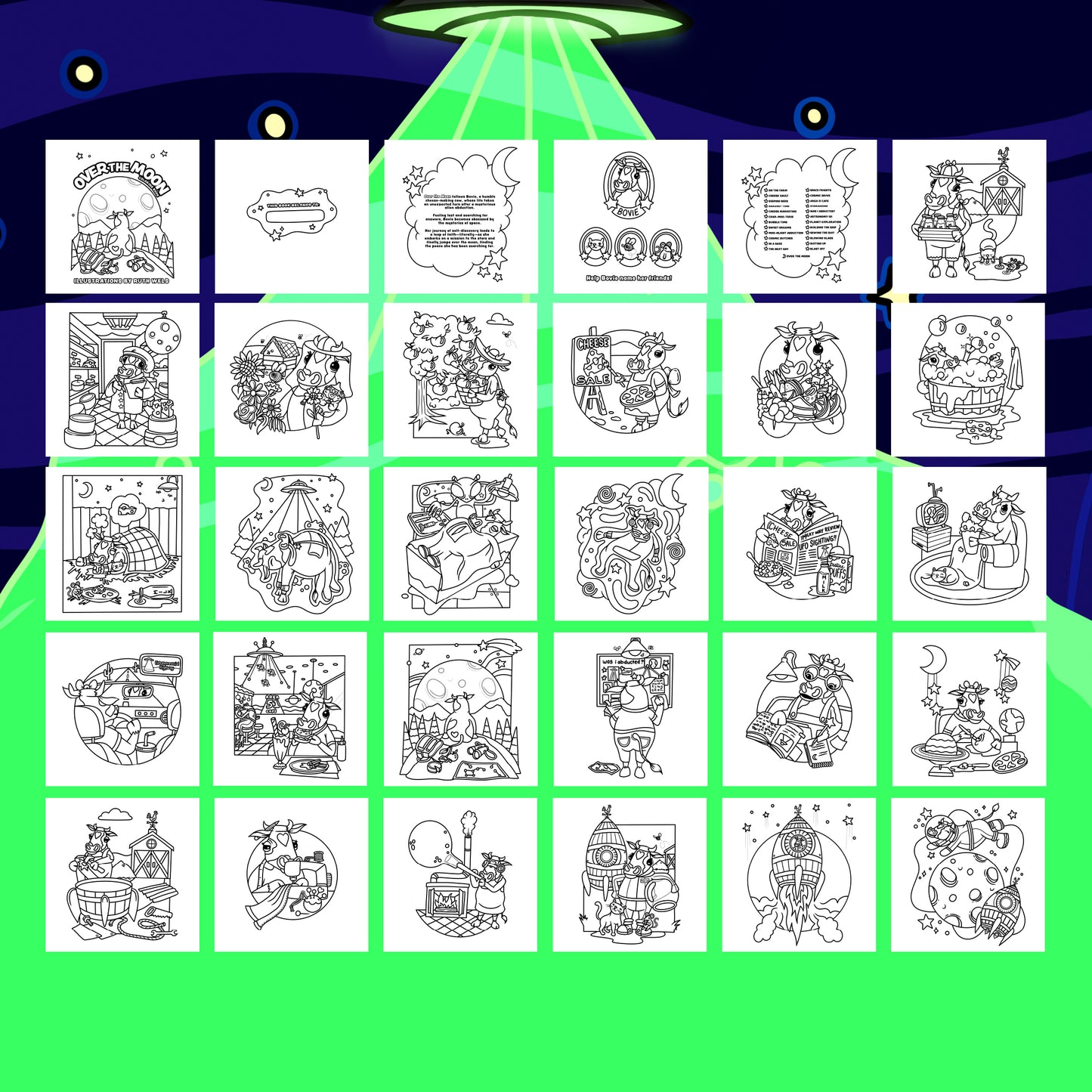 Over the Moon Printable Pages