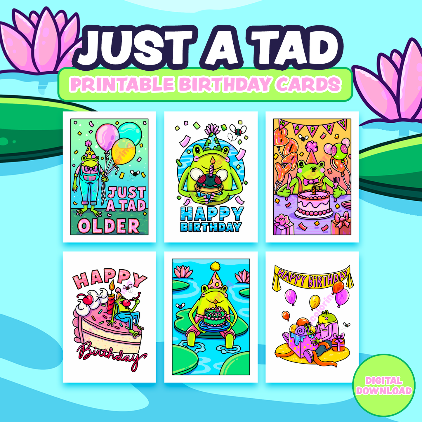 Just A Tad Printable Colored Birthday Cards